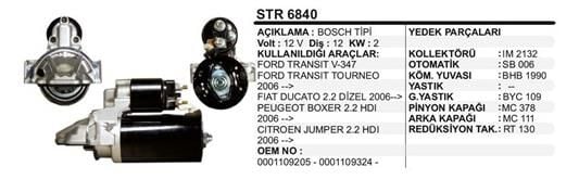 MARŞ MOTORU FORD TRANSIT V347 2006 12T 12V